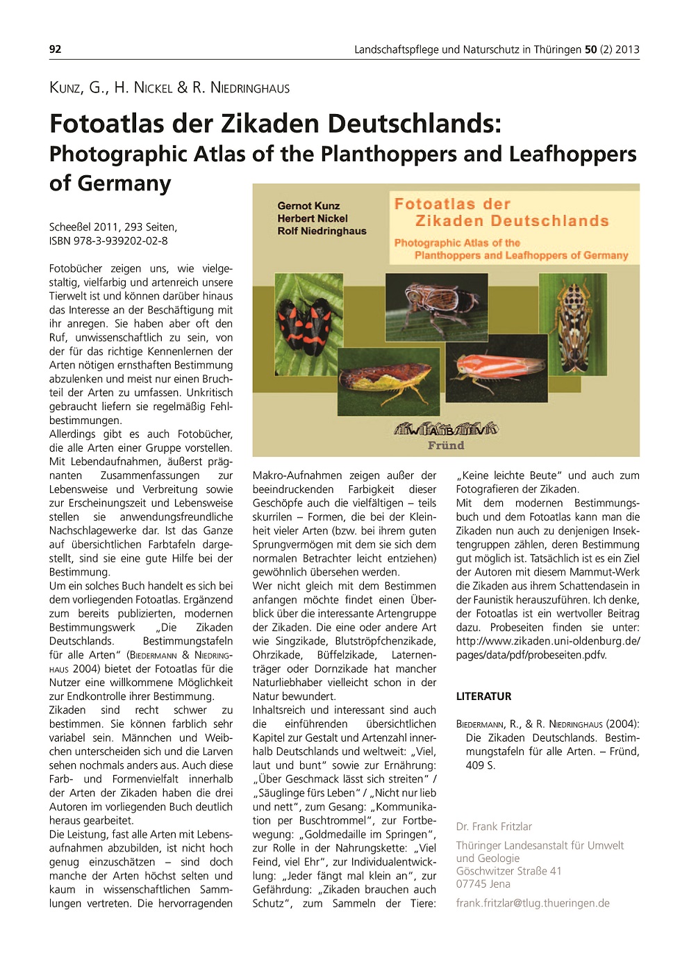 Bookreview Fotoatlas der Zikaden Deutschlands